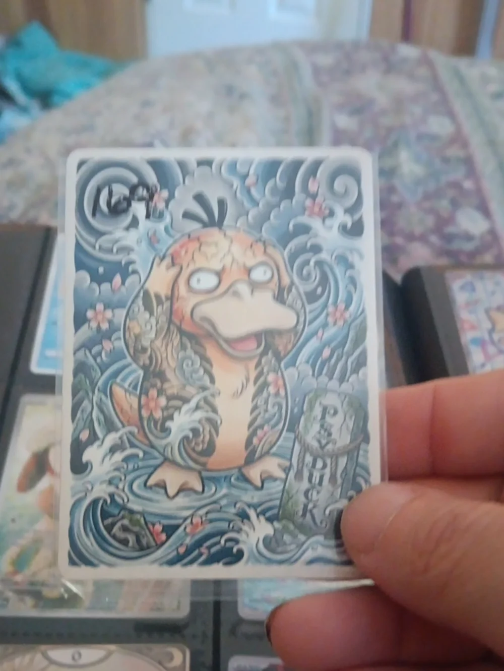Psyduck Illustrated Sticker - Blue, Orange, Cream